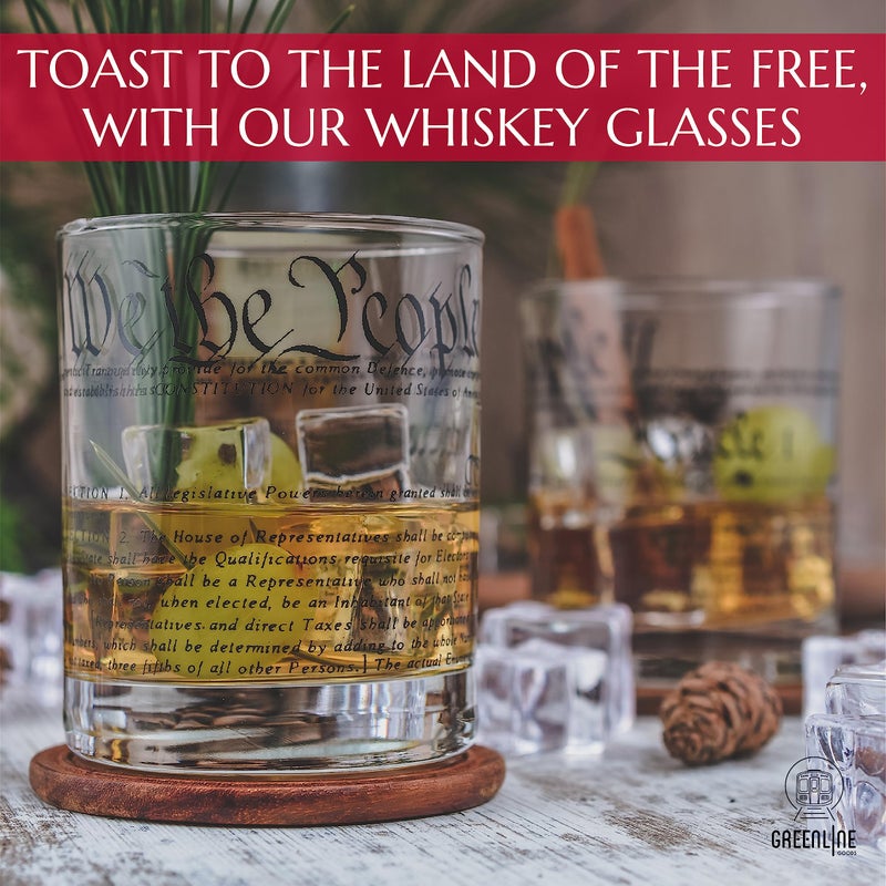 Greenline Goods Whiskey Glasses â€“ United States Constitution We The People (Set of 2) - 10 oz Tumblers - American US Patriotic Gift Set - Old Fashioned Cocktail Glasses - Image 5